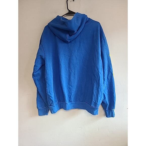 Men's large Brockhampton Video Store blue & yellow mega puff hoodie sweatshirt - Picture 7 of 8